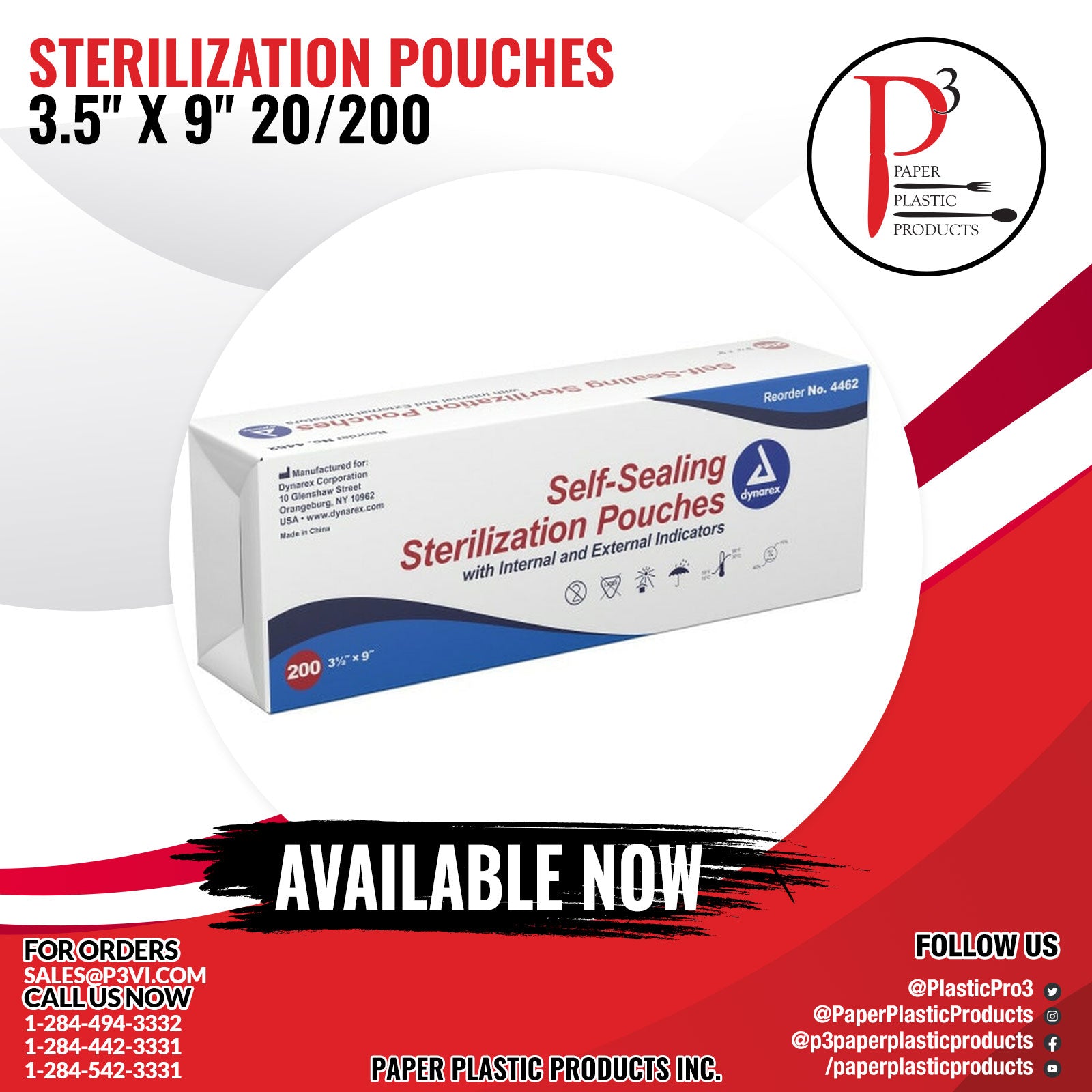 Sterilization Pouches 3.5" x 9" 20/200