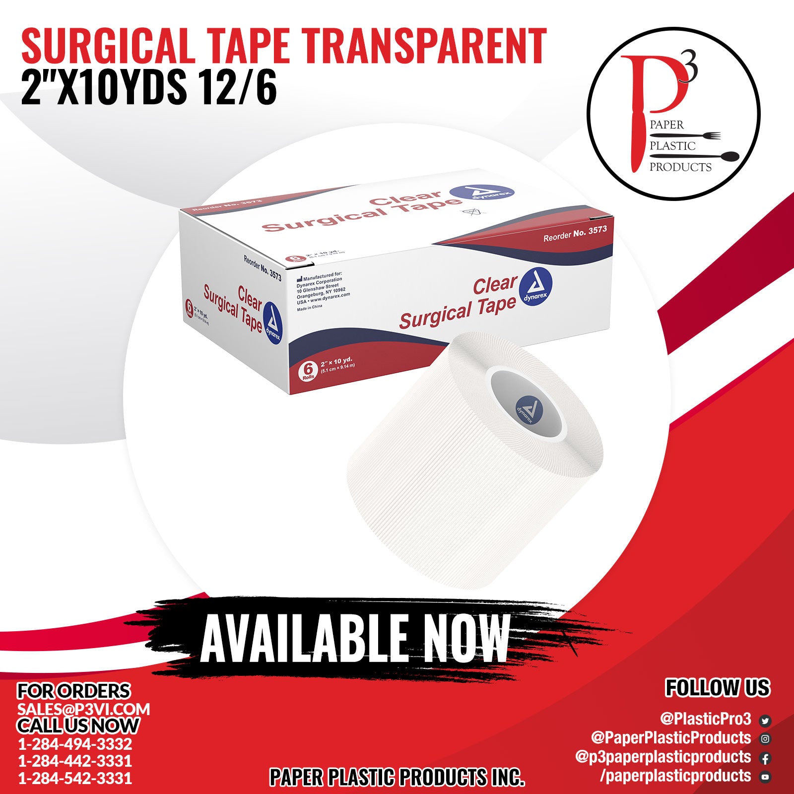 Surgical Tape Transparent 2"x10yds 12/6