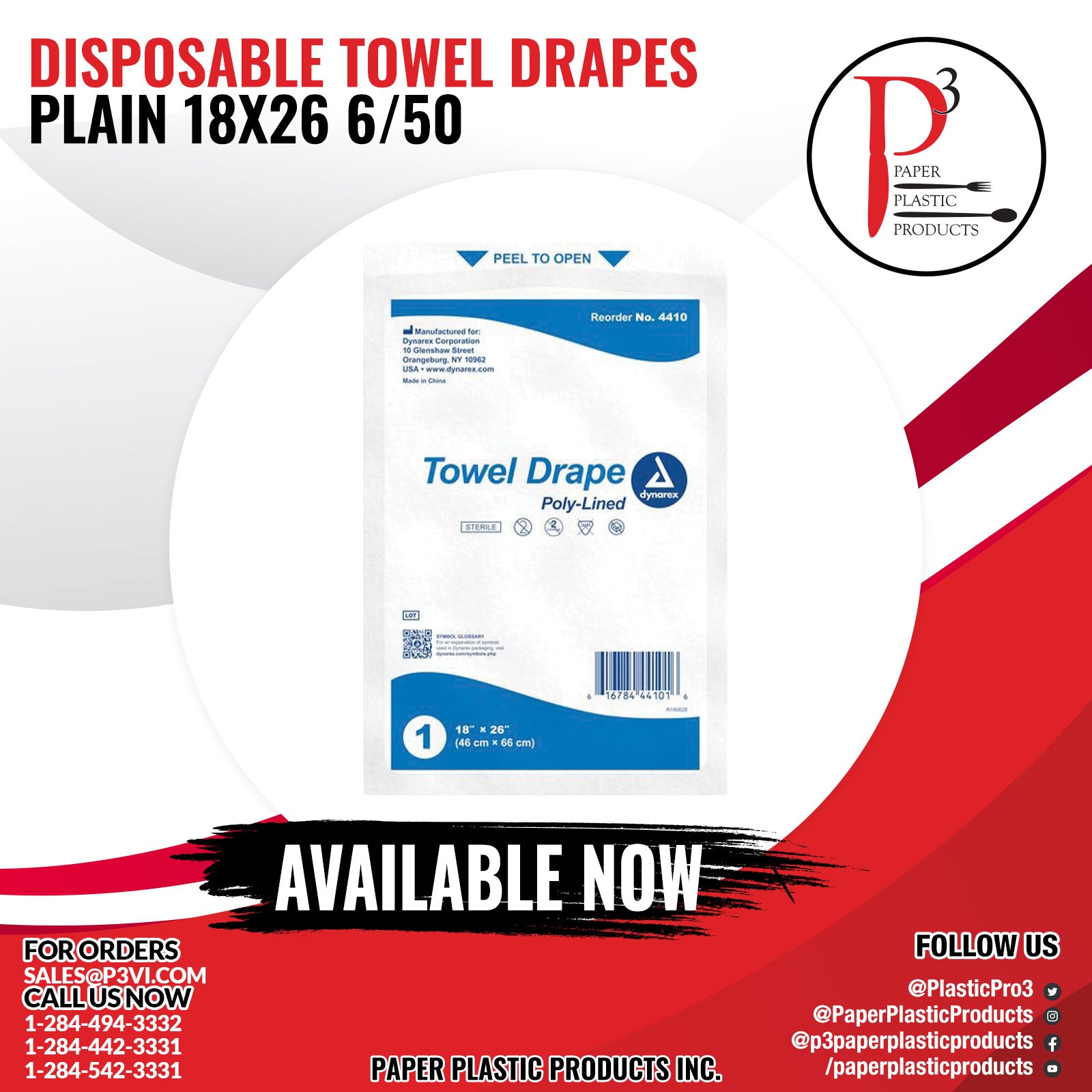 Disposable Towel Drapes Plain 18x26 1/6/50