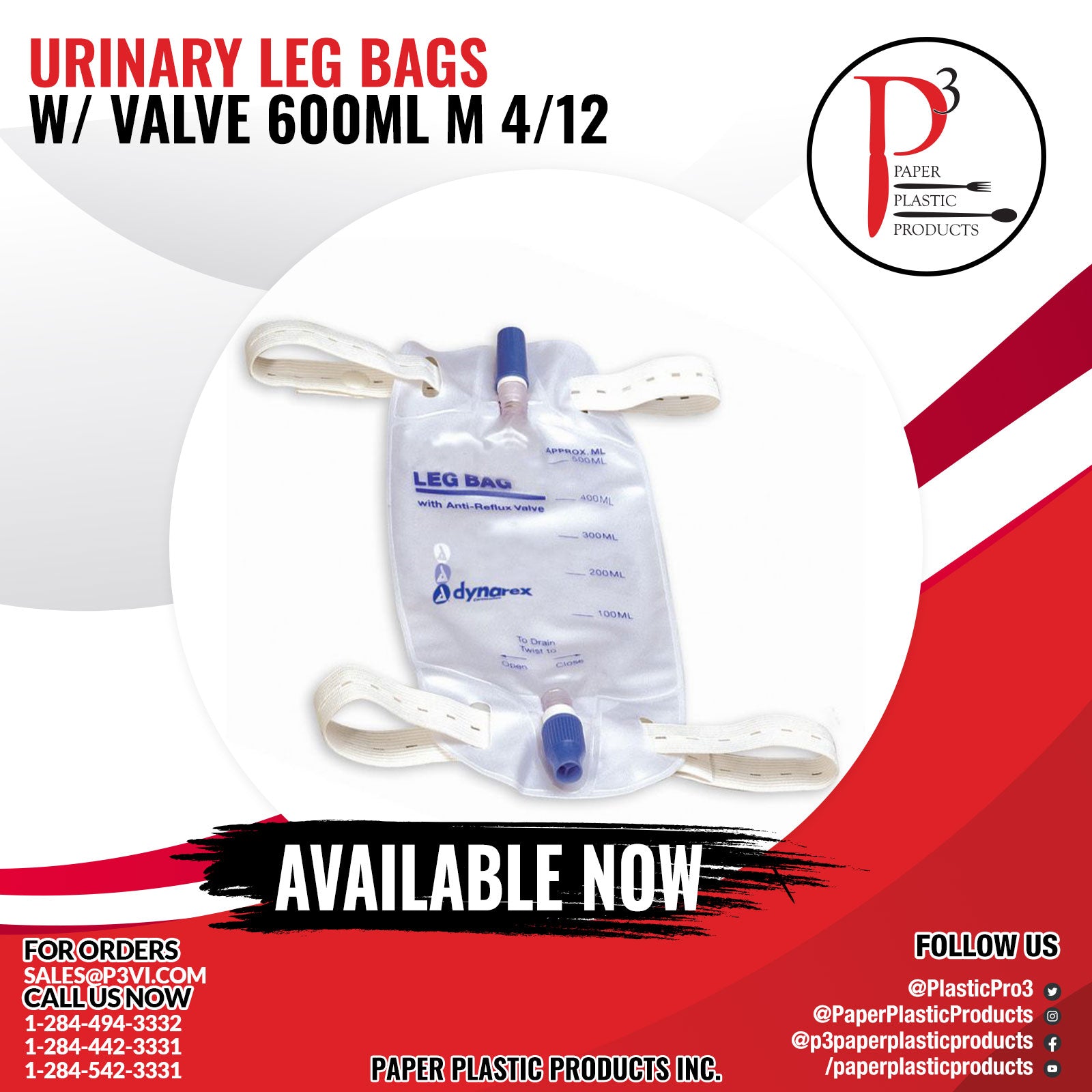 Urinary Leg Bags w/ valve 600ml M 4/12