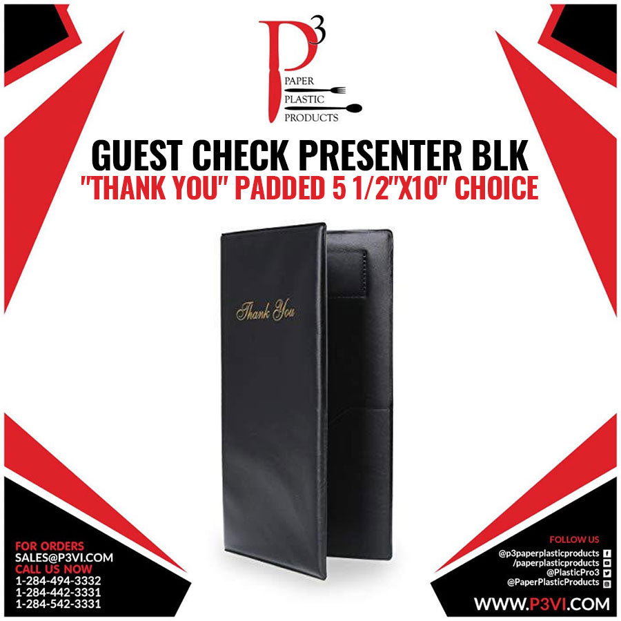 Guest Check Presenter BlK "Thank You" Padded 5 1/2"x10" Choice 12/1