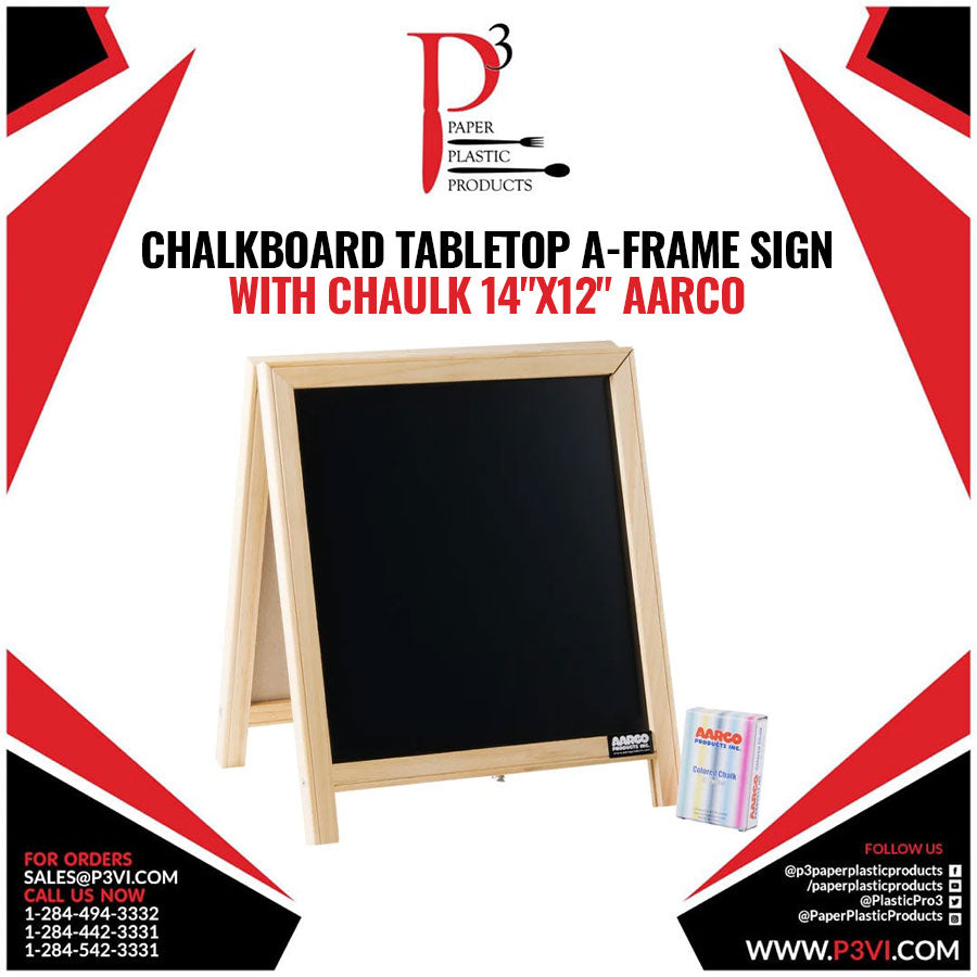 Chalkboard Tabletop A-Frame Sign with chalk 14"x12" Aarco 1/1