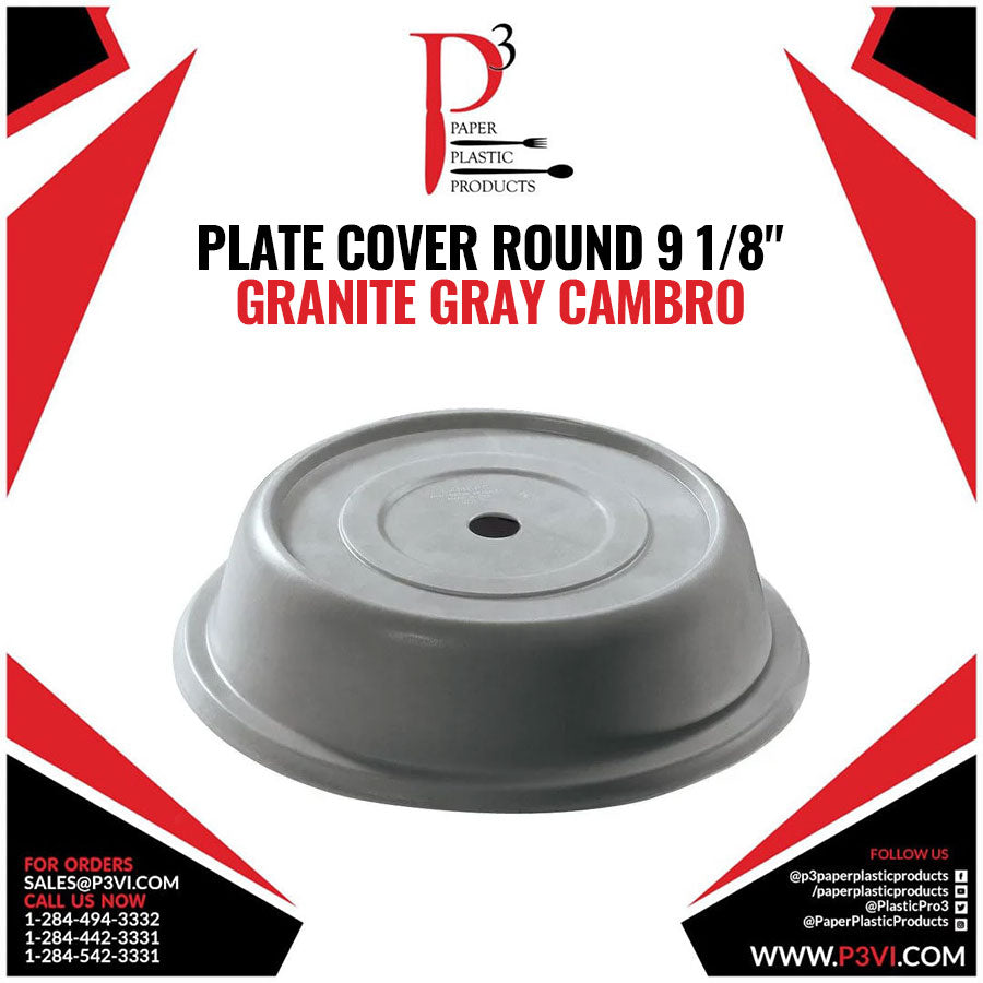 Plate Cover Round 9 1/8" Granite Gray Cambro 12/1