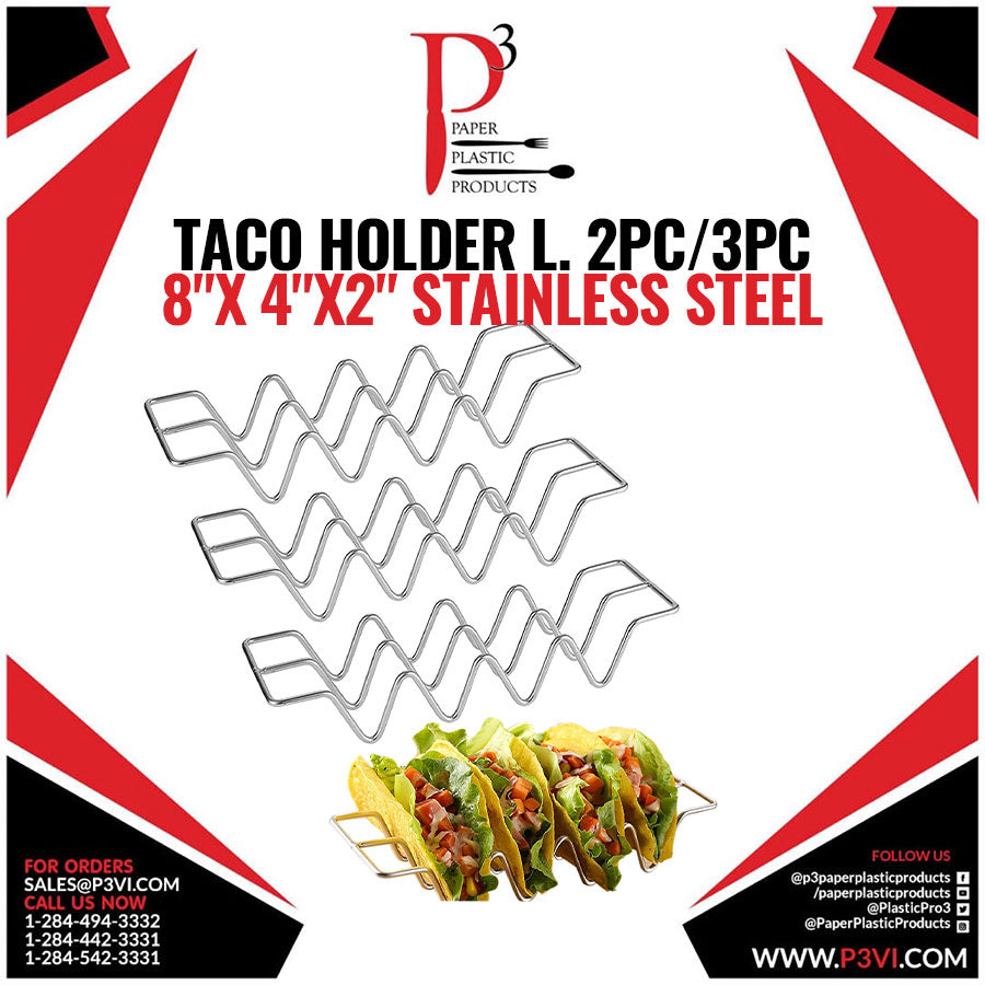 Taco Holder L. 2PC/3PC 8"x 4"x2" Stainless Steel Traingle Choice 1/1