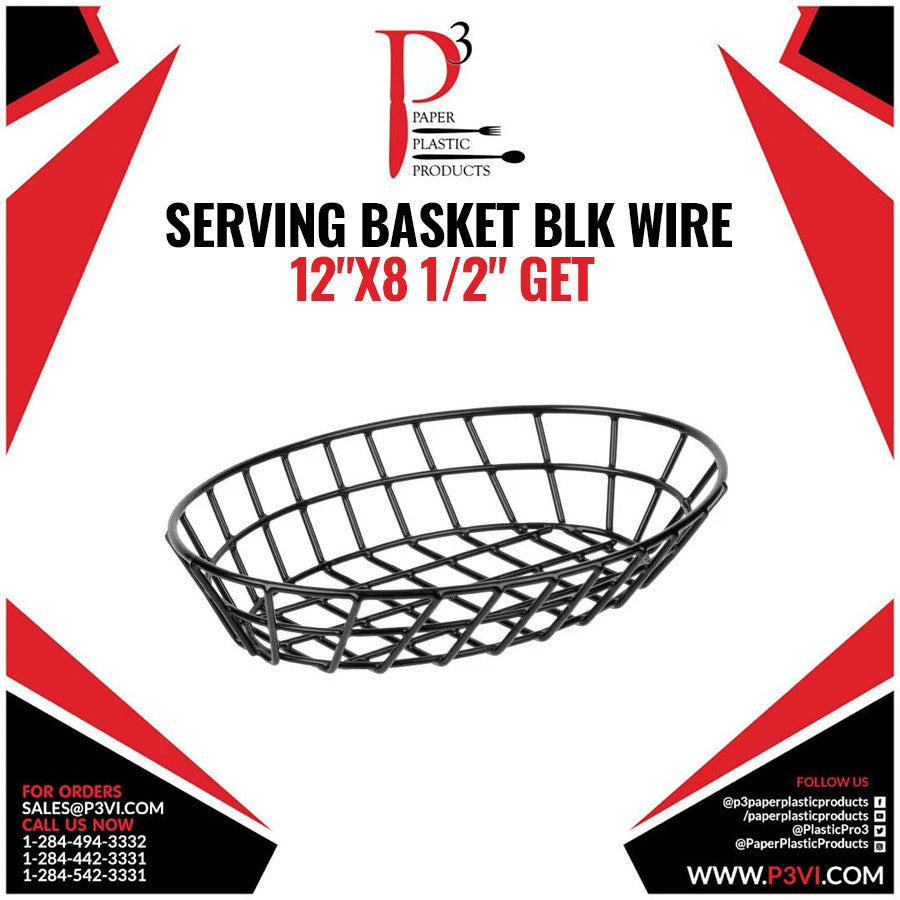 Serving Basket blk Wire 12"x8 1/2" GET 1/1