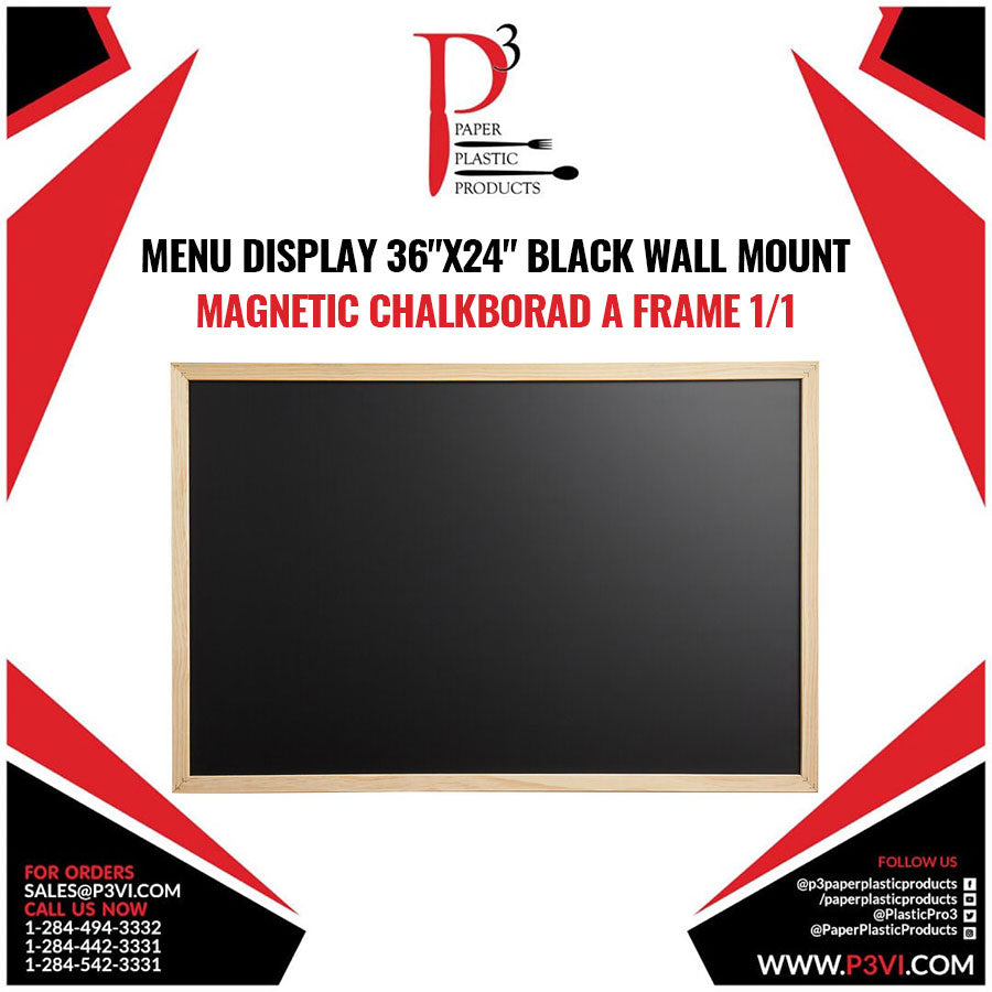 Menu Display 36"x24" Black wall Mount Magnetic Chalkborad A Frame 1/1