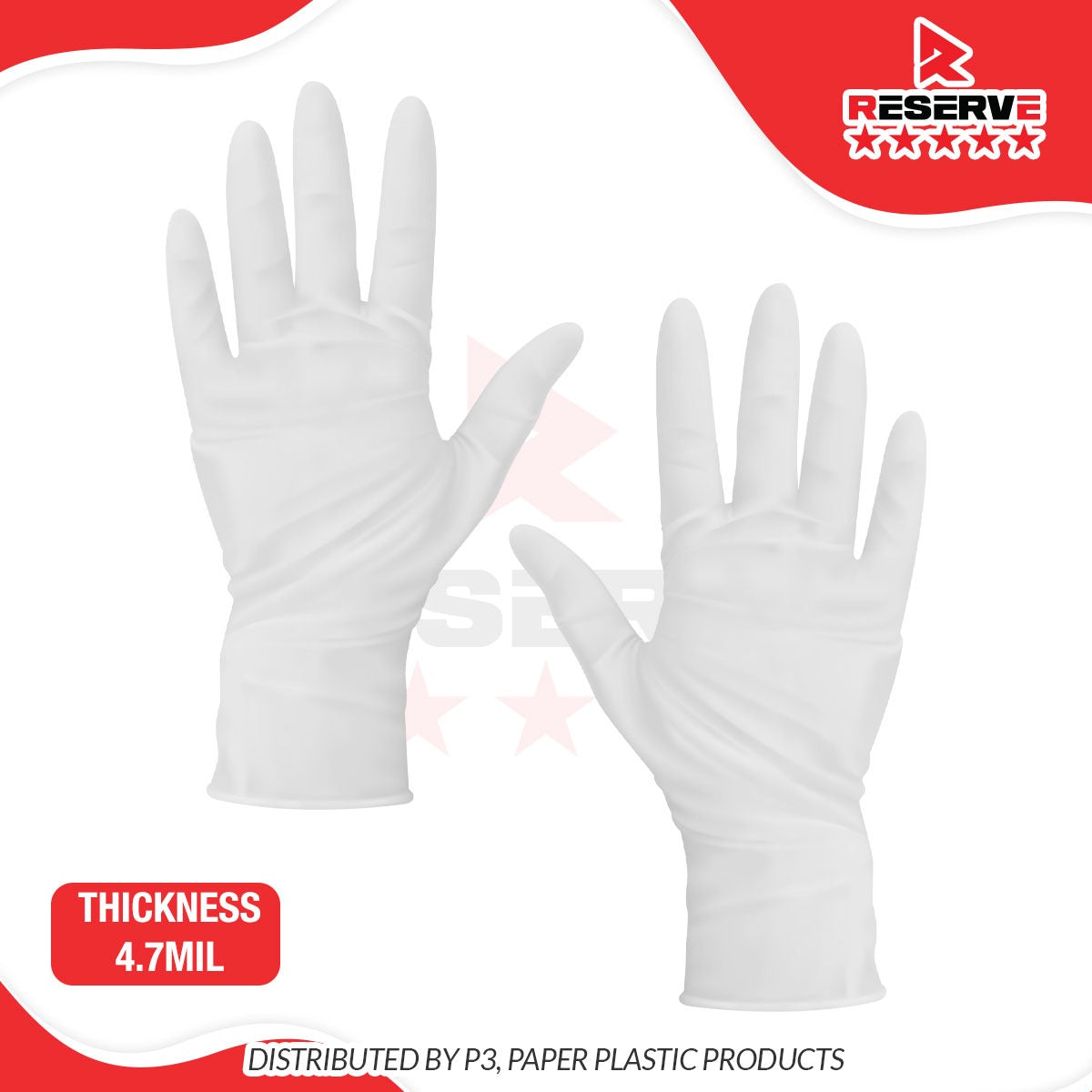 Gloves Latex Powder-Free L White 4.7mil Reserve 10/100
